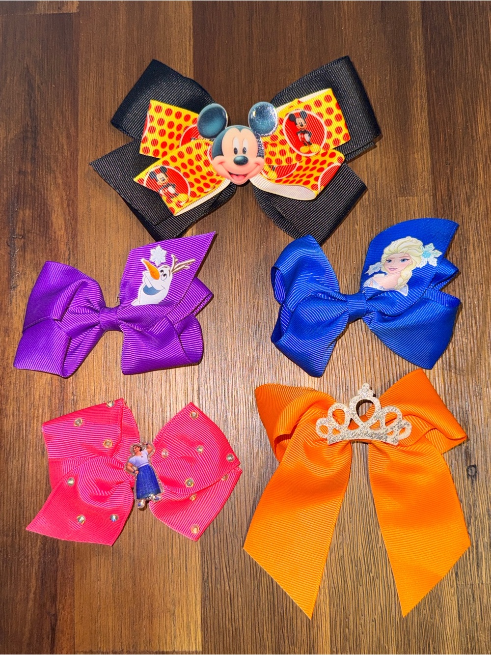 Disney Character Hair Bow Bundle Lot - Mickey, Elsa, Olaf, Encanto, Princess